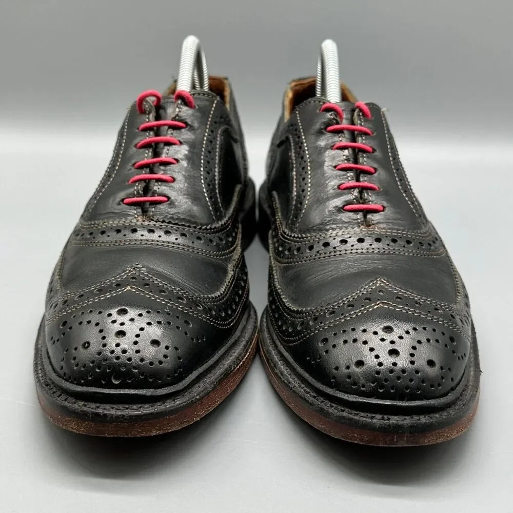 Allen Edmonds McTavish Men's Size 8 Oxford Wingtip Dress Shoes Black Red Laces